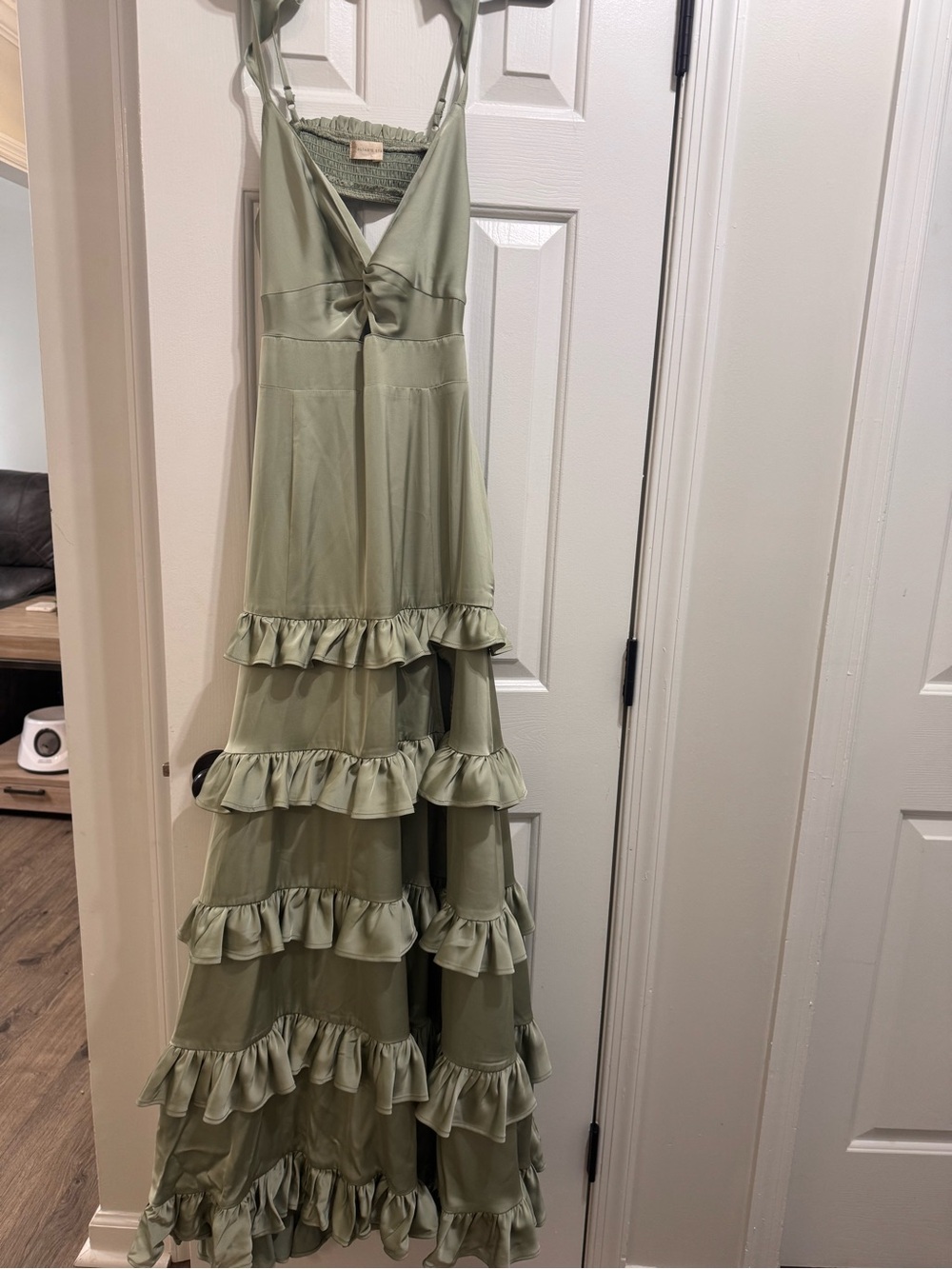 Altar'd State Sage Green Ruffle Tiered Maxi Dress
